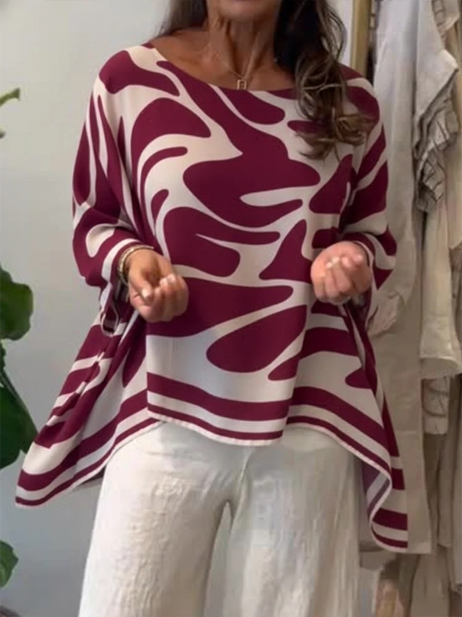 Loose-fitting Casual Printed Chiffon Top