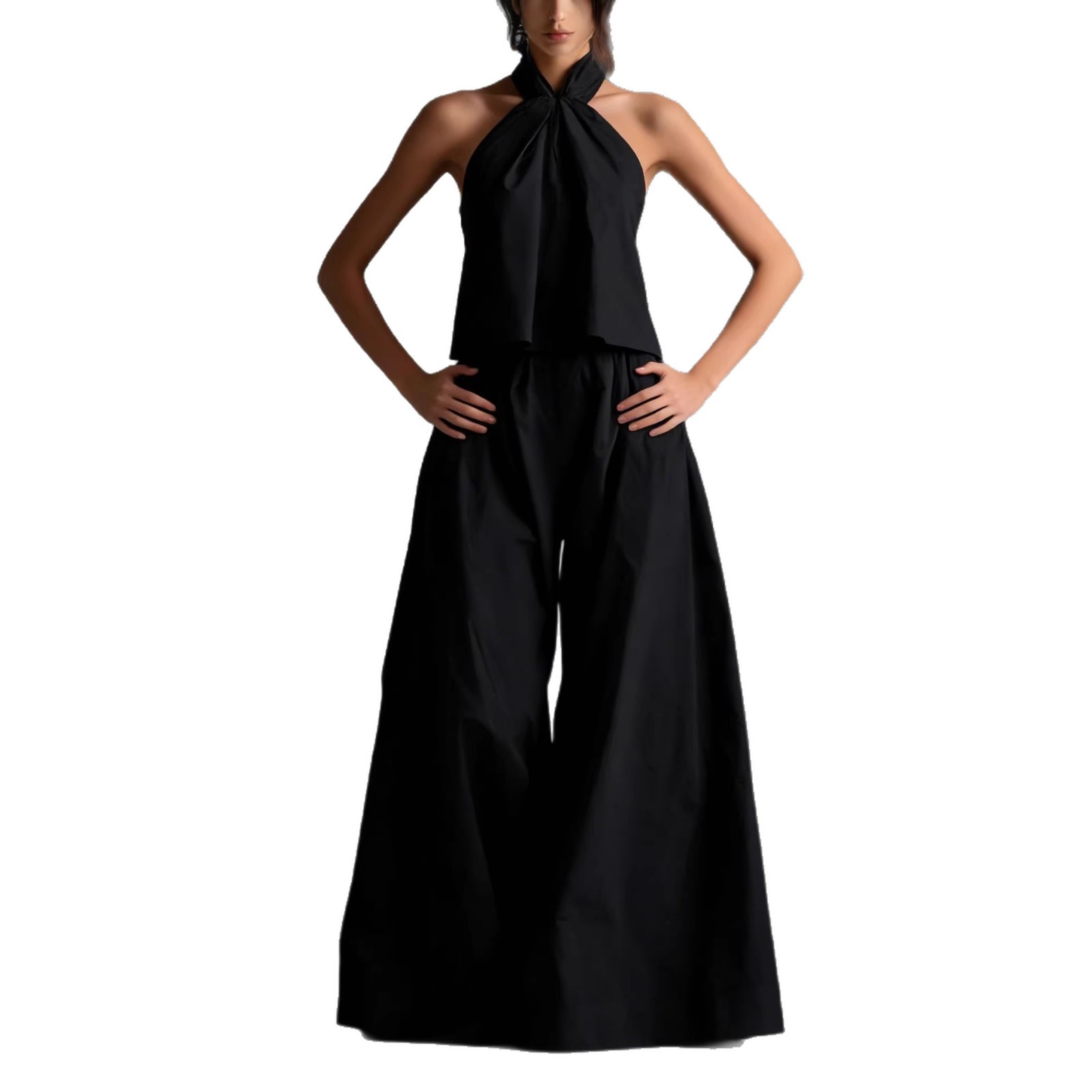 Cross-Border Independent Station 2026 Summer New Style European And American Loose Casual Sleeveless Tops High-Waisted Wide-Leg Pants Two-Piece Set For Women