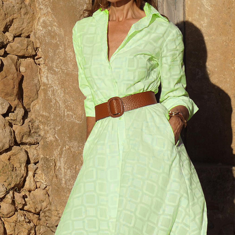 Printed checks shirt dress