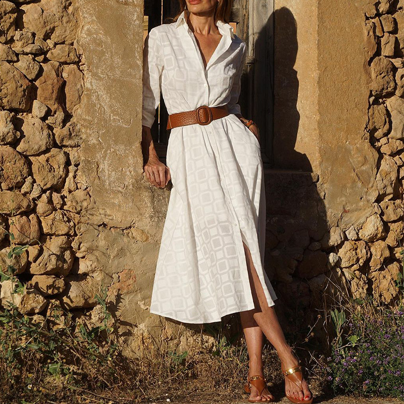 Printed checks shirt dress