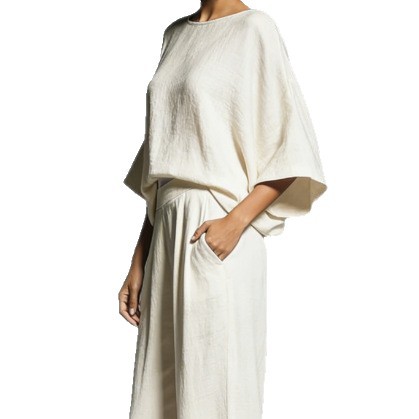 Linen Blend Batwing Sleeve Two-Piece Set