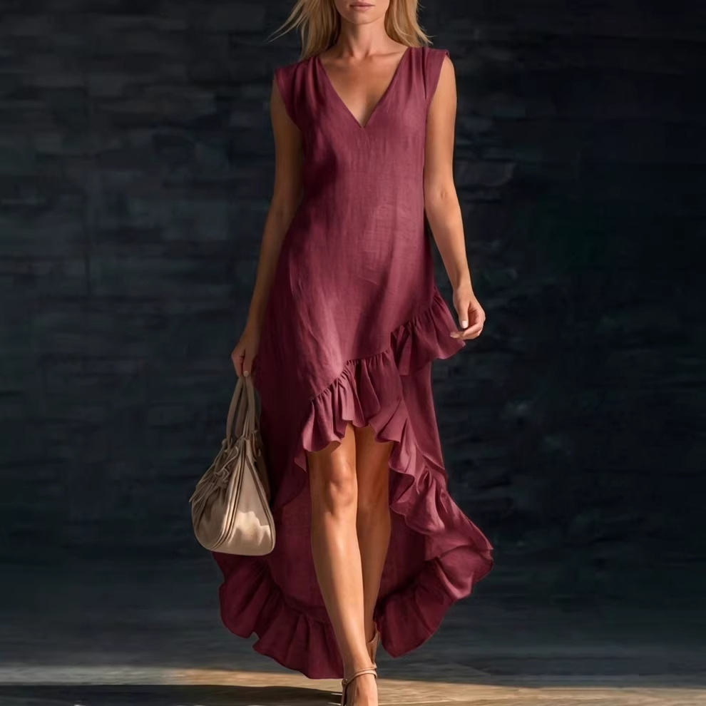 Romantic V-Neck Ruffle Dress