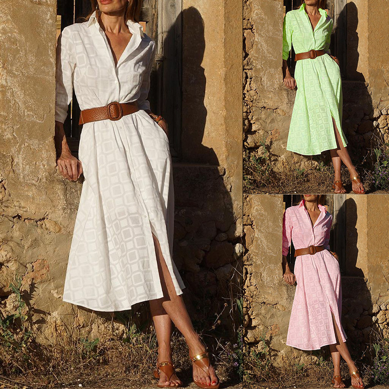 Printed checks shirt dress