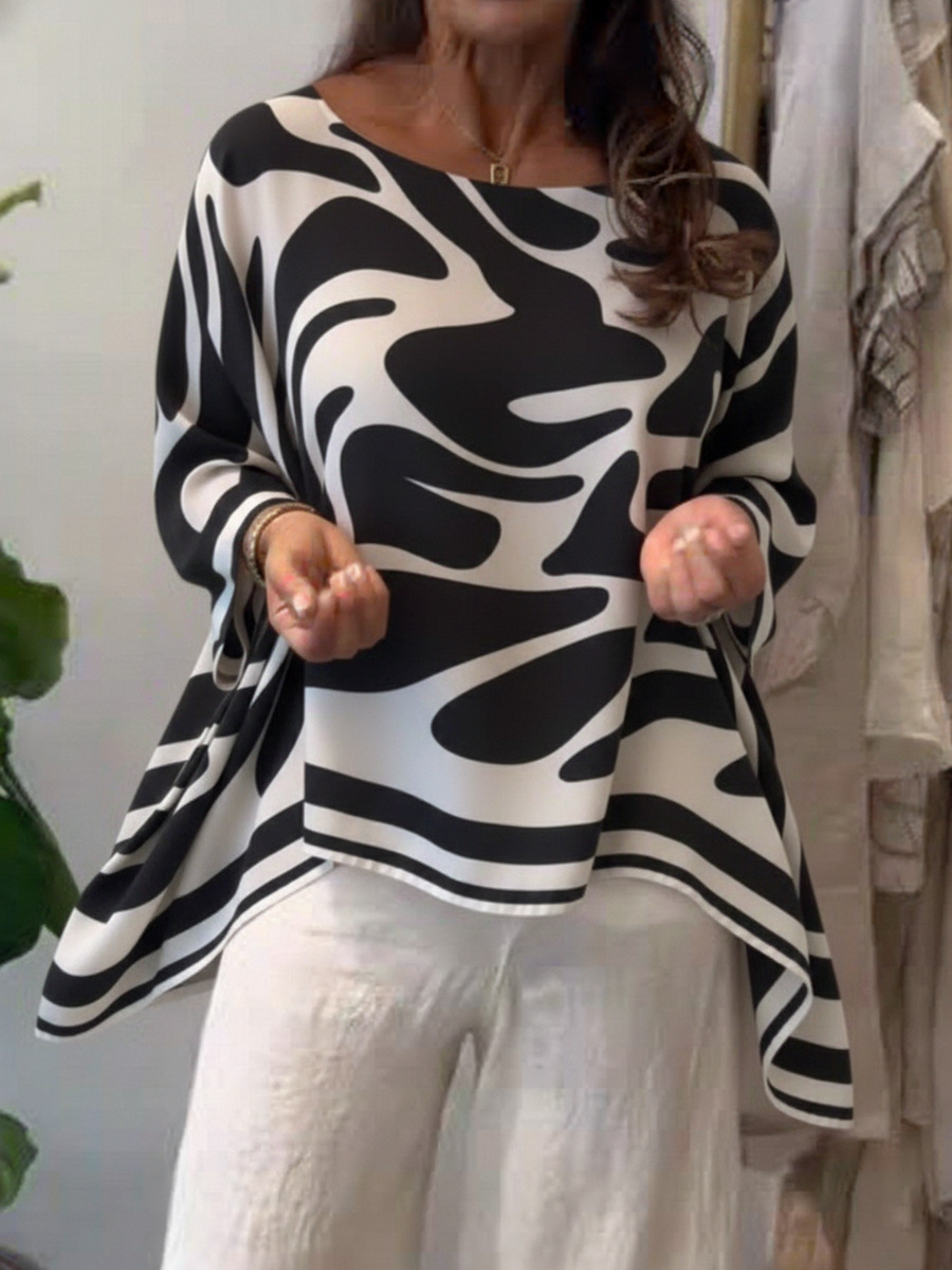 Loose-fitting Casual Printed Chiffon Top