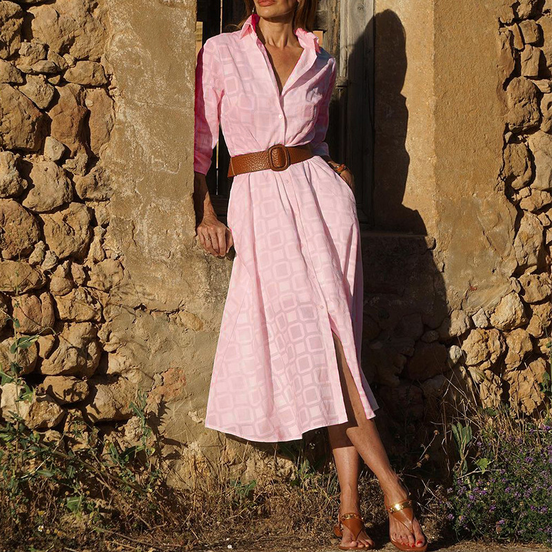 Printed checks shirt dress