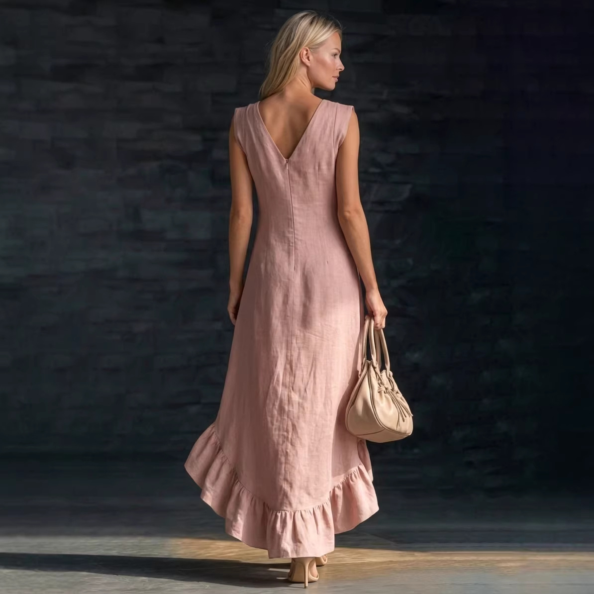 Romantic V-Neck Ruffle Dress