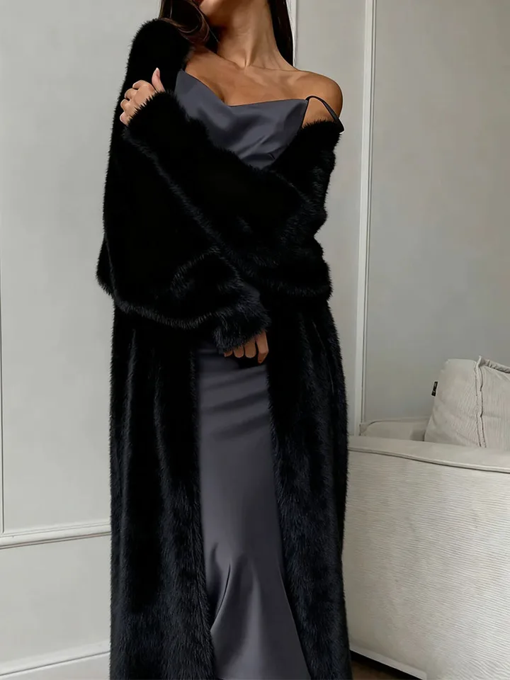 Plush fluffy autumn and winter loose coat women's long cardigan imitation mink white knitted cardigan