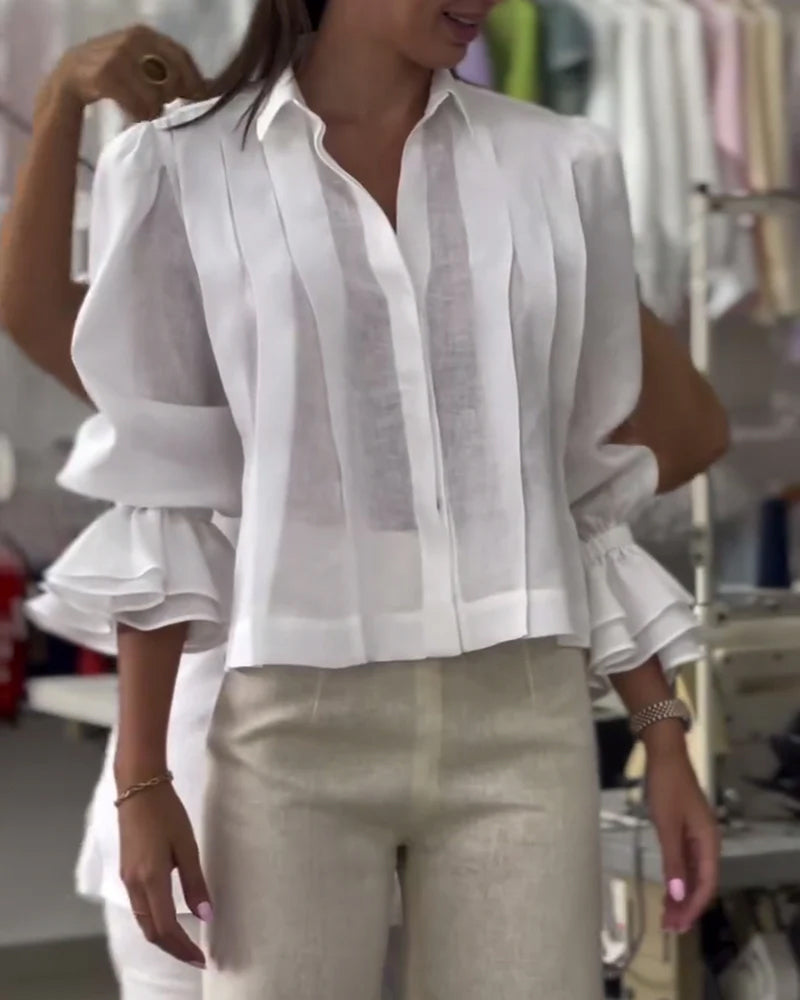 Aumora Puff Sleeve Ruffle Shirt