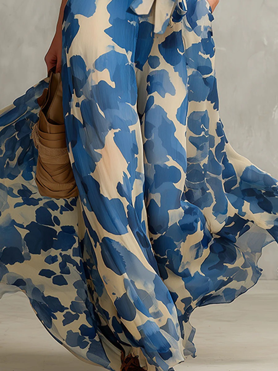 Blue Floral Halter Maxi Dress