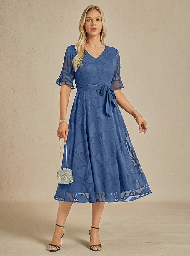 Women's Maxi Dress Cocktail Dress Wedding Guest Dress Semi Formal Dress A Line Dress Elegant Work Birthday Flutter Sleeve Wedding Guest Cocktail Party Formal Evening Regular Fit Solid Color Plain