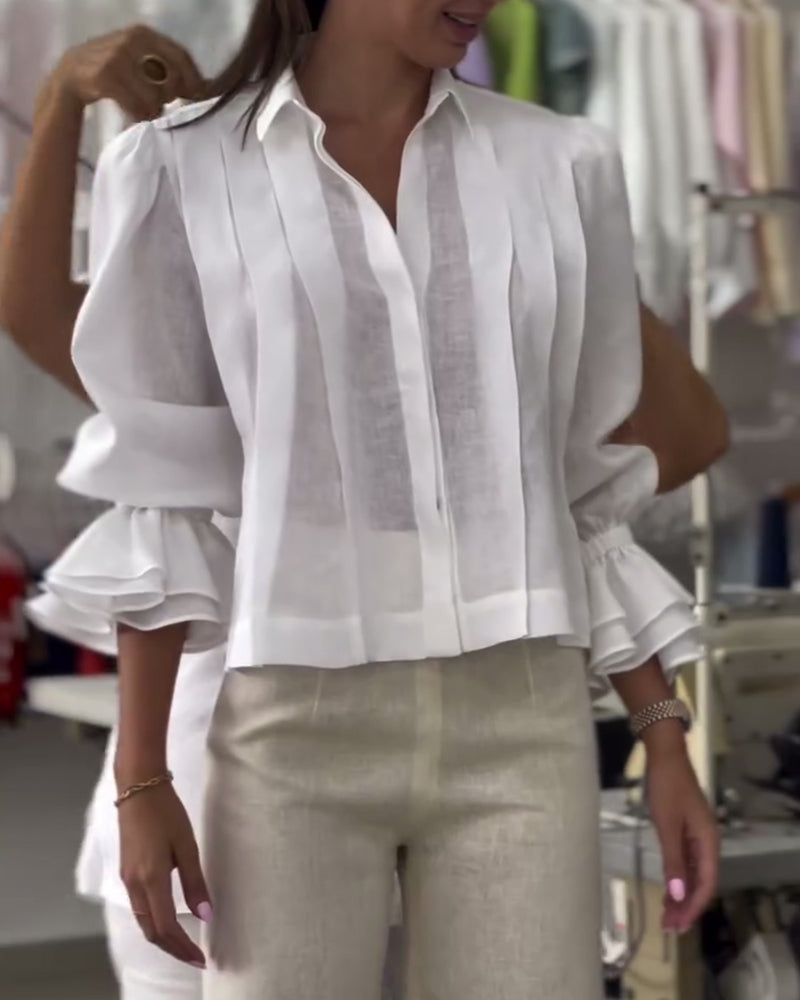 Aumora Puff Sleeve Ruffle Shirt
