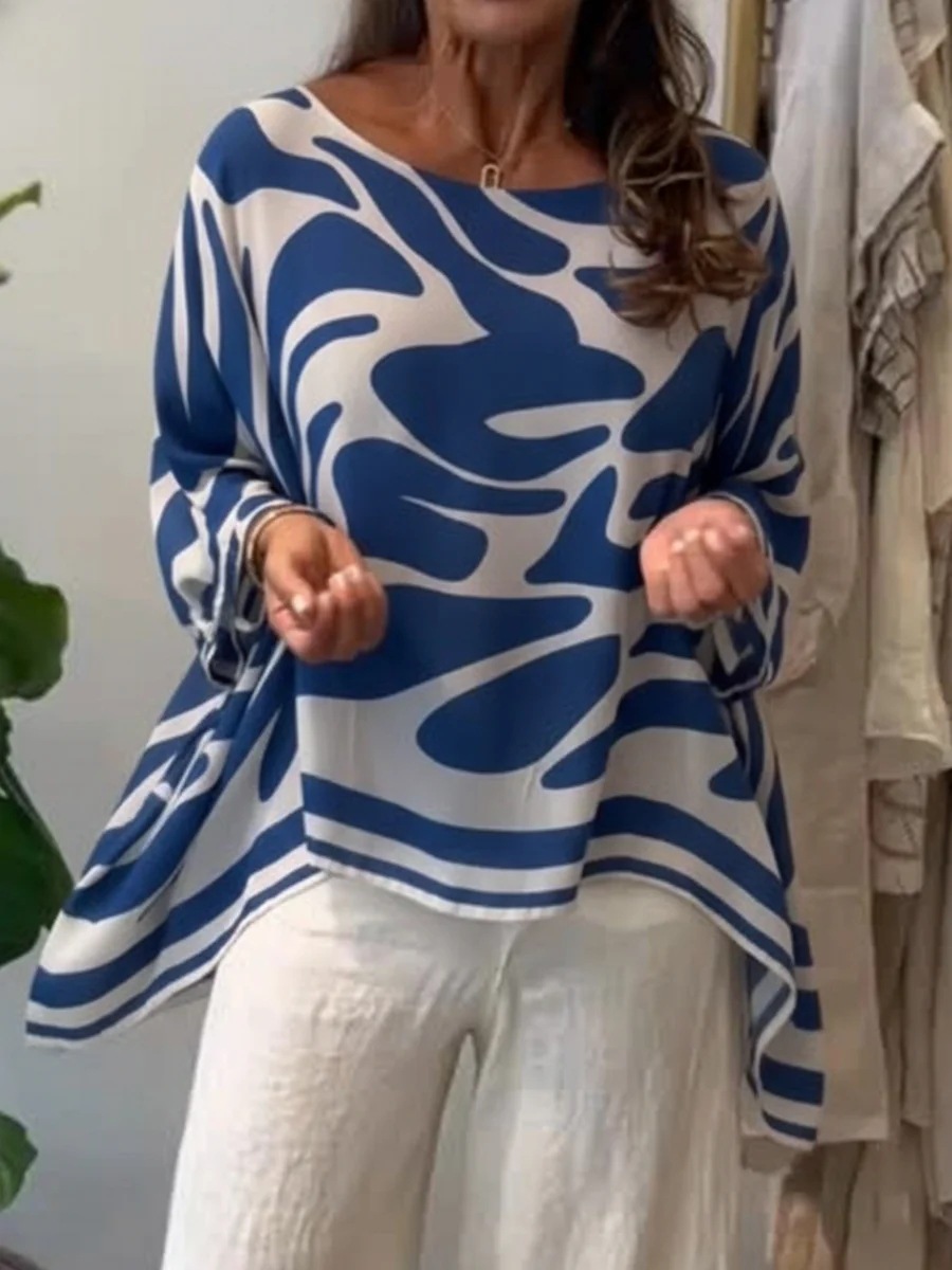 Loose-fitting Casual Printed Chiffon Top