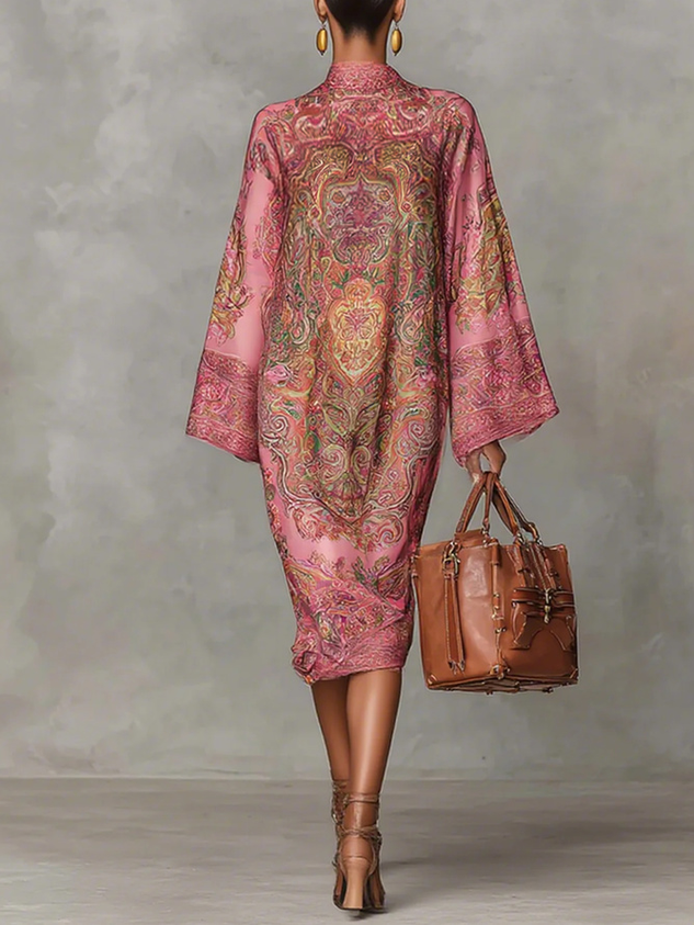 Plus Size Urban Paisley Printing Midi Dress