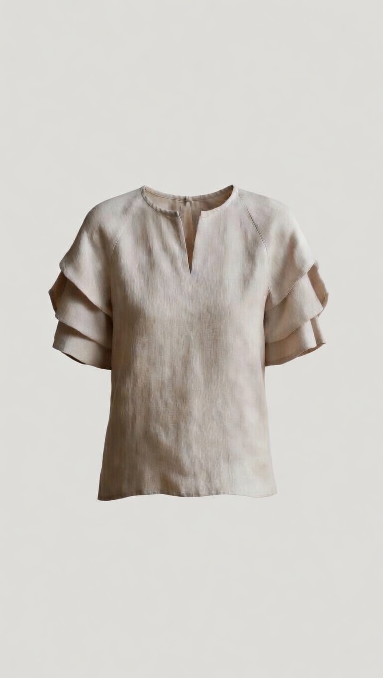 Timeless Linen Ruffle Blouse