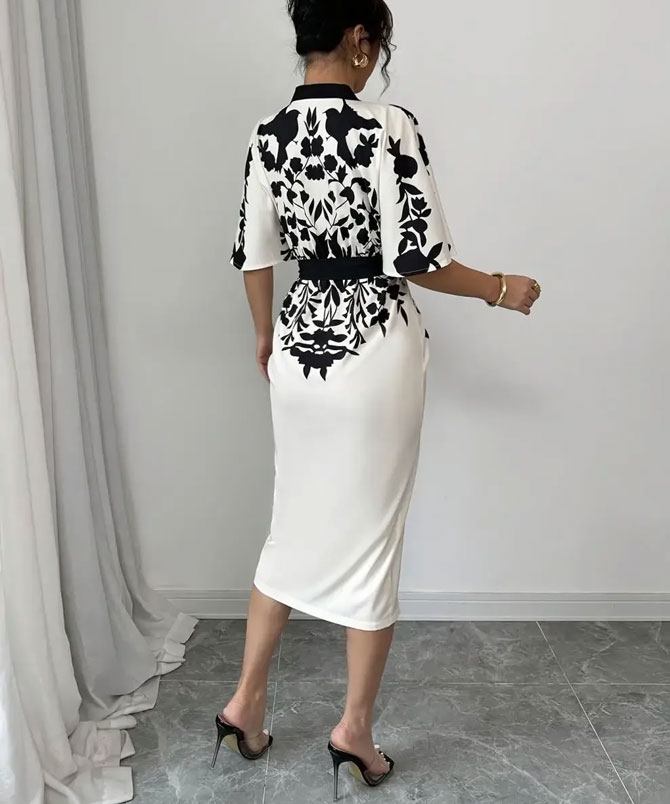 Noir Print Midi Dress