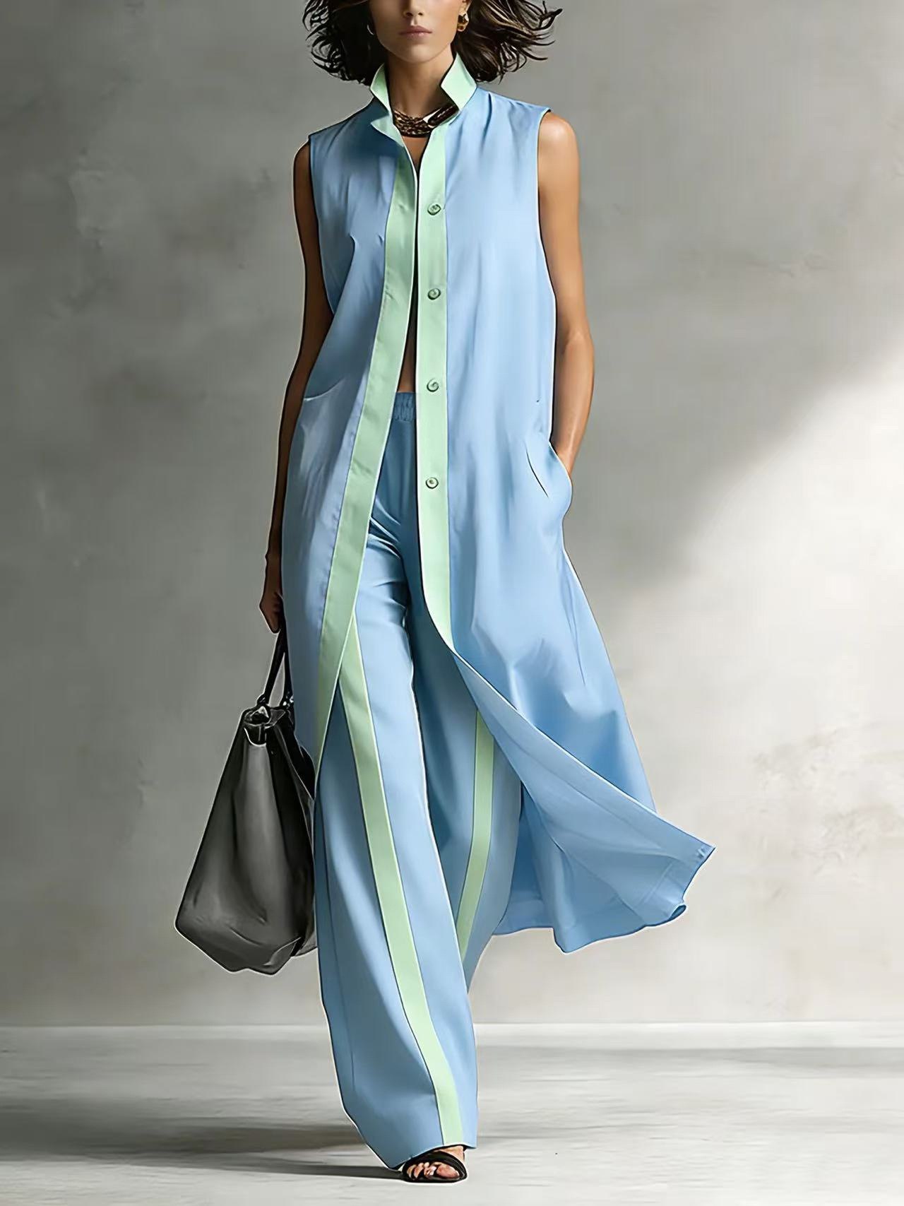 Solid A-Line Midi Dress | Crew Neck Short Sleeve Casual Summer Dress