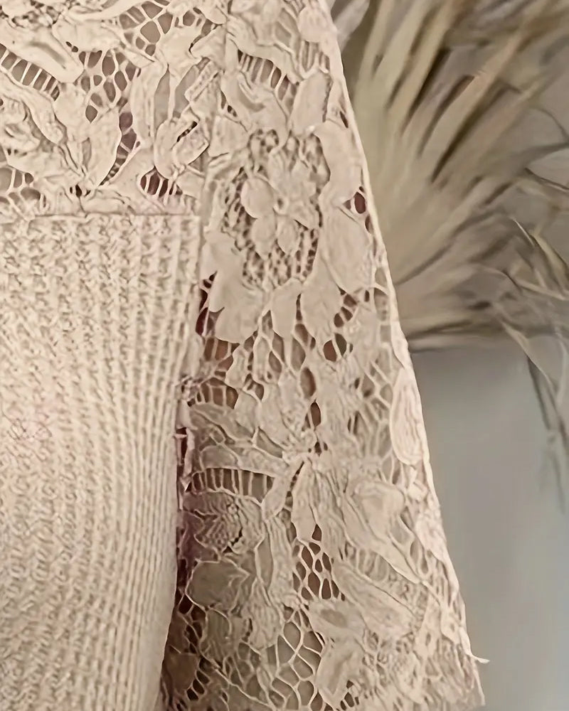 Lace Panel Knitted T-Shirt