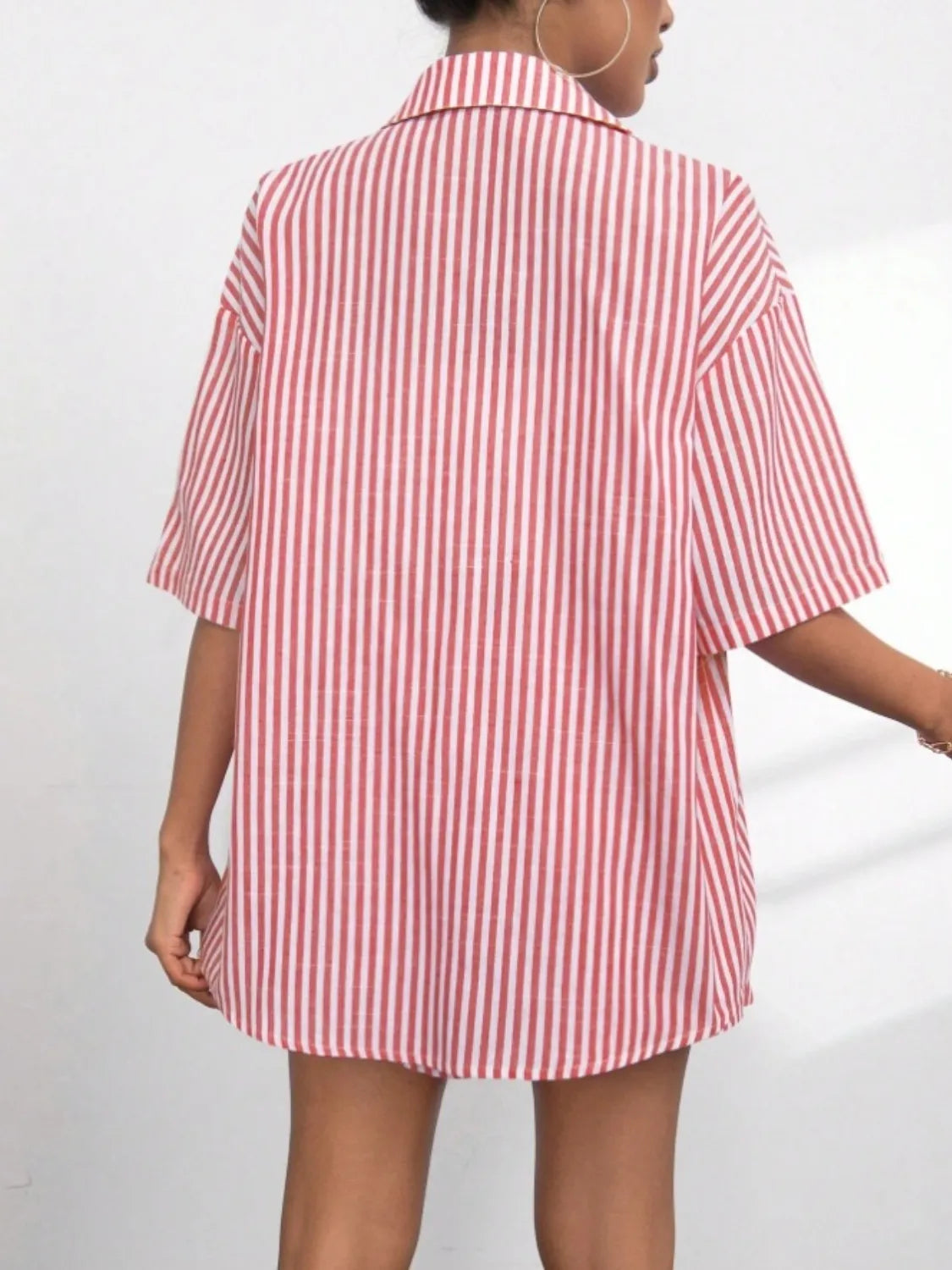 Caitlin Striped Button Up Shirt and Shorts Set
