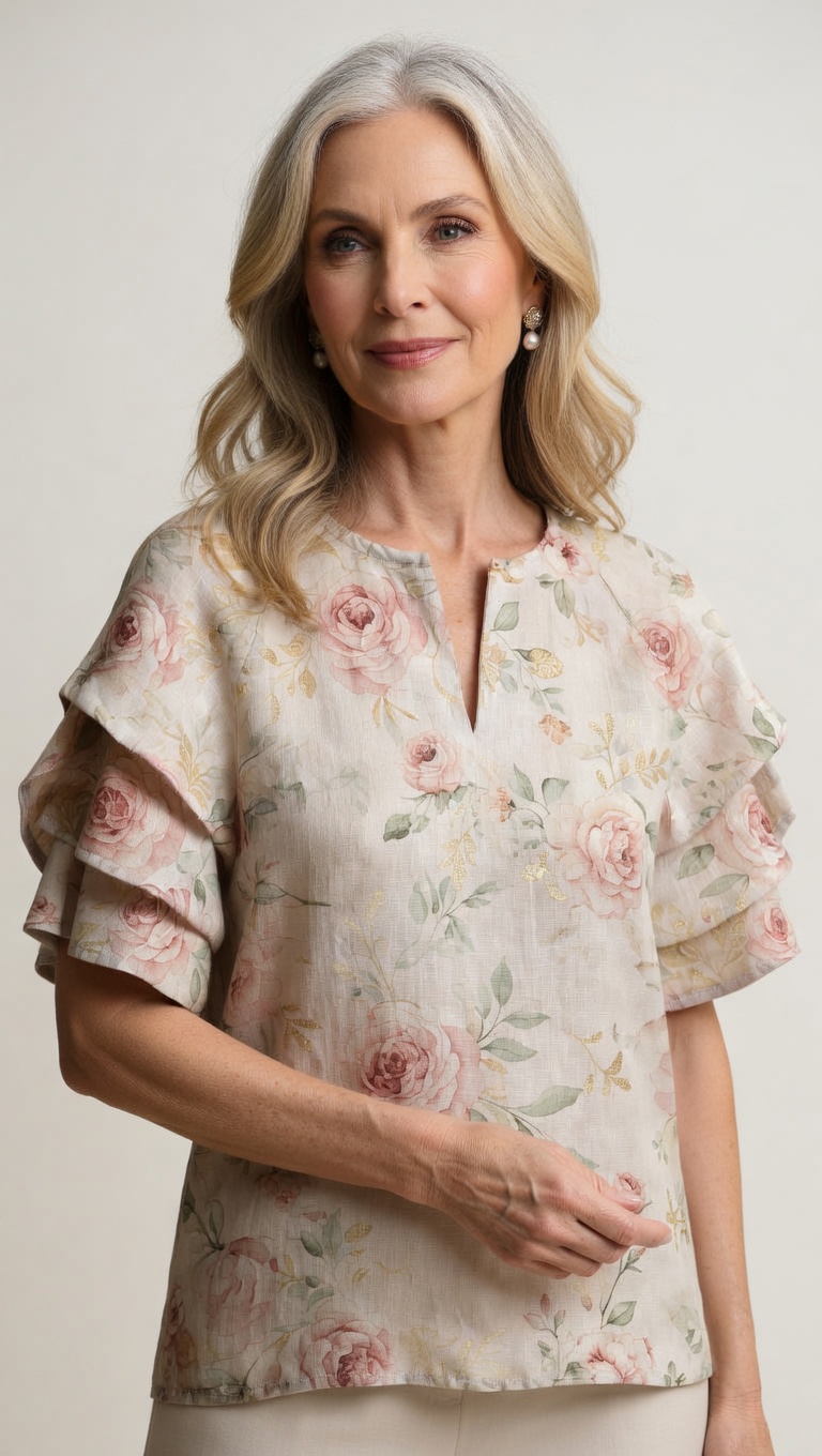 Timeless Linen Ruffle Blouse