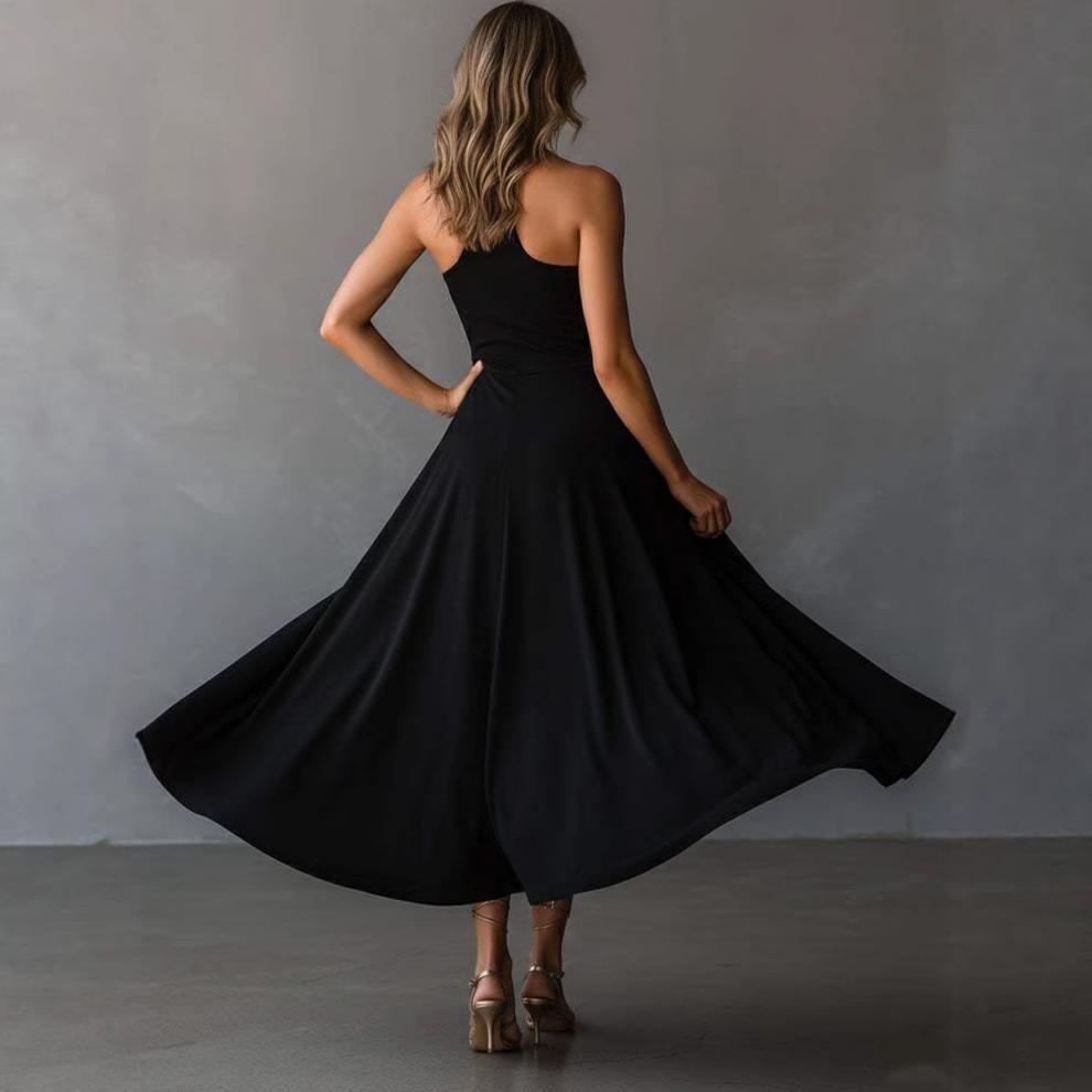 🌟 Halter Neck Sleeveless Midi Dress