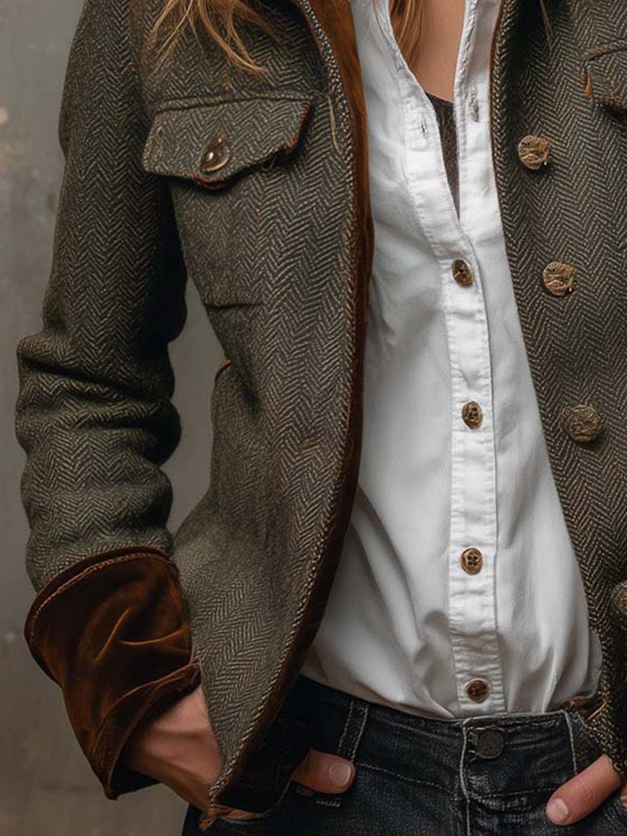 Groovy Collared Long Sleeve Outerwear