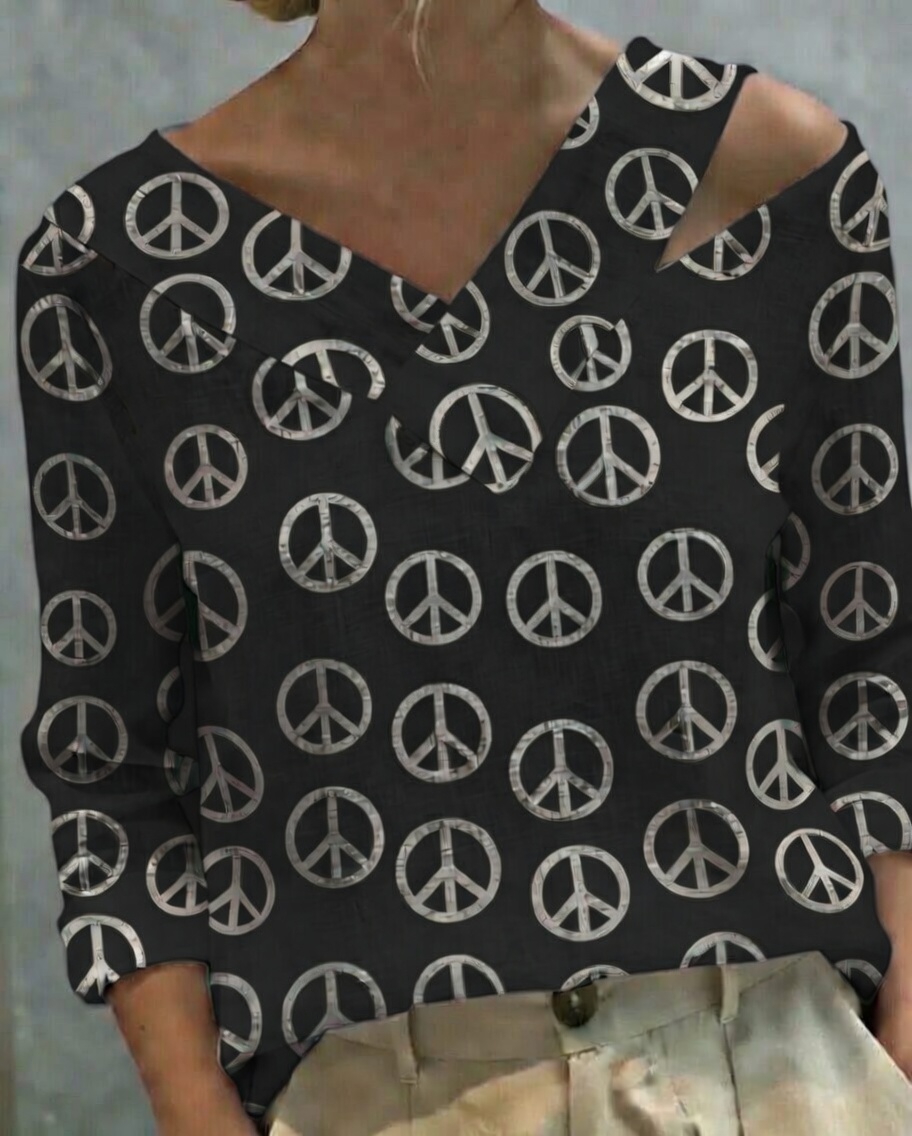 [Peace]Stylish V-Neck Off-The-Shoulder Top