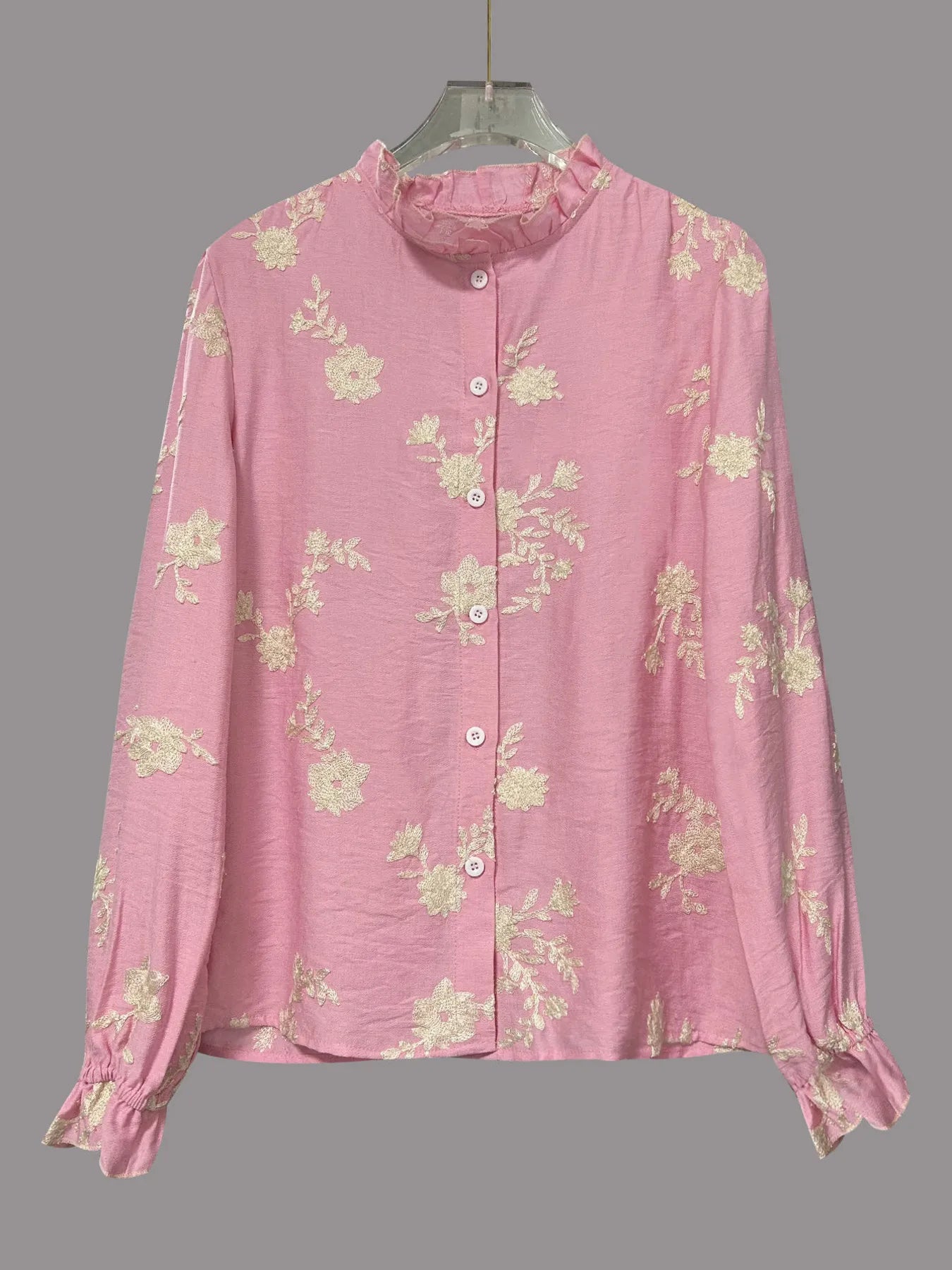 Flower Button Up Long Sleeve Shirt