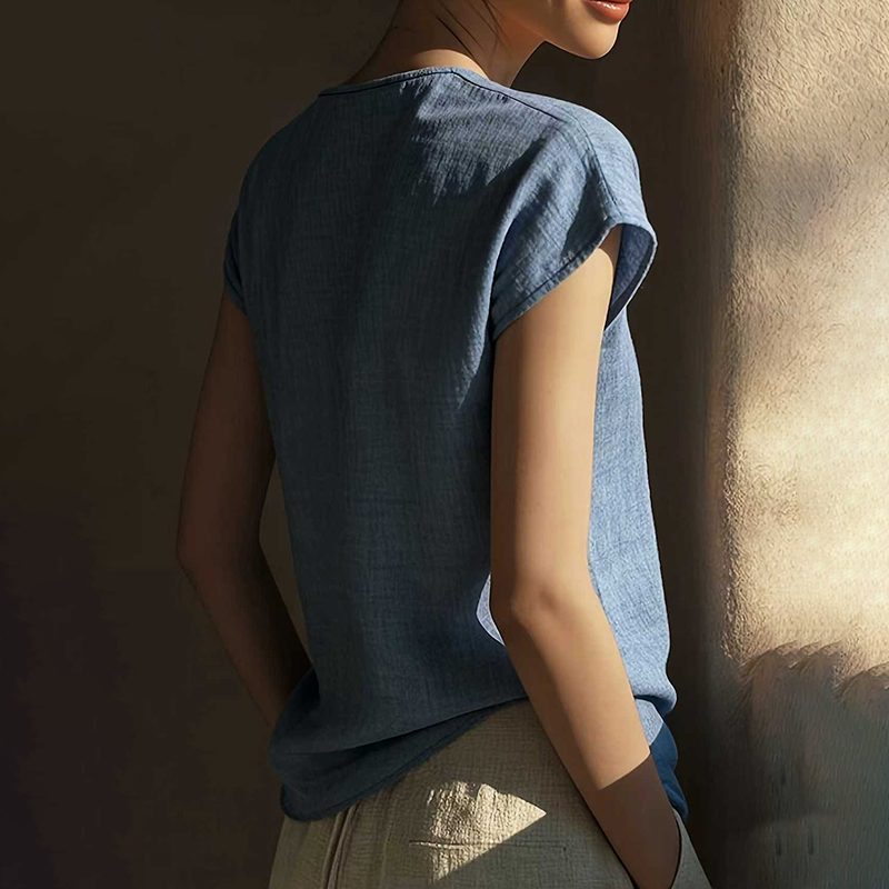 VChics Boho Vintage Lace V-neck Cotton Blend Shirt