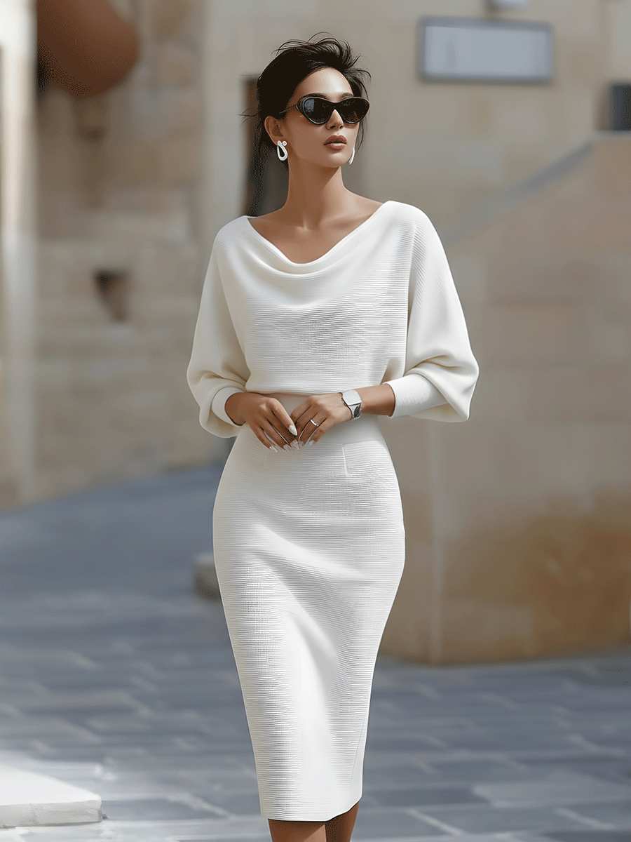 Sculpted Elegance Midi Dress