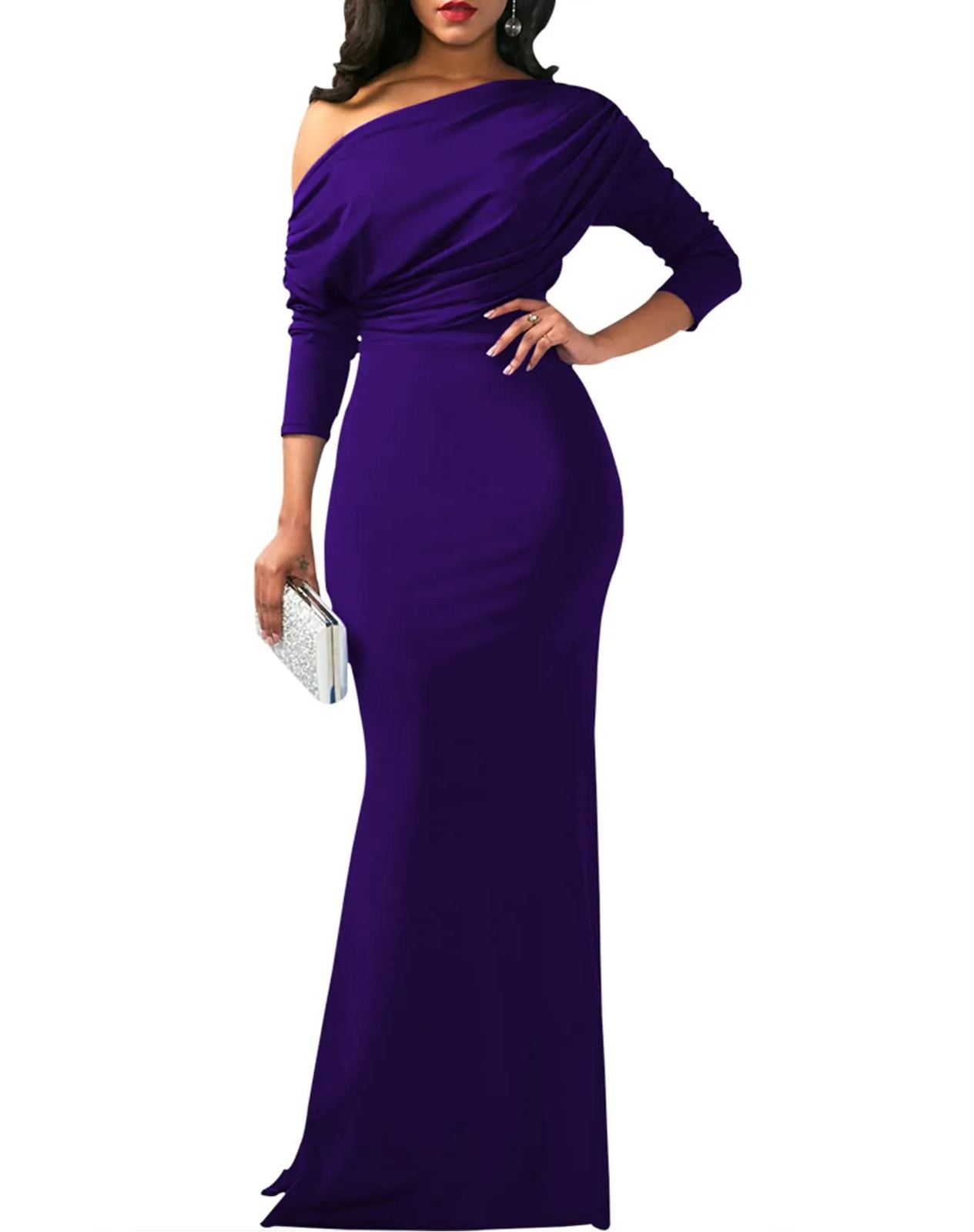 2025 Women's Elegant Sleeveless Off Shoulder Bodycon Long Formal Party Evening Dress