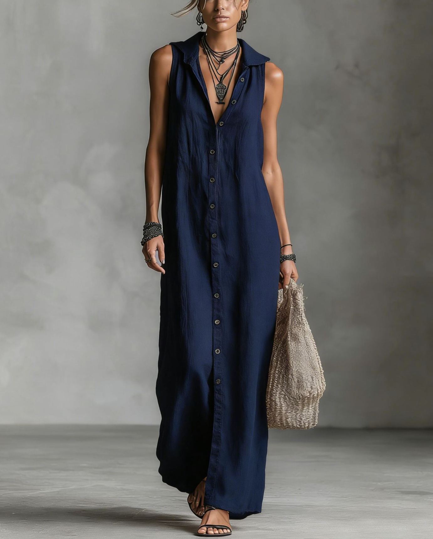 Independent Station 2026 Summer European And American Aliexpress Cross-Border New Style Breasted Dress Sleeveless Hooded Long Skirt Women'S Clothing