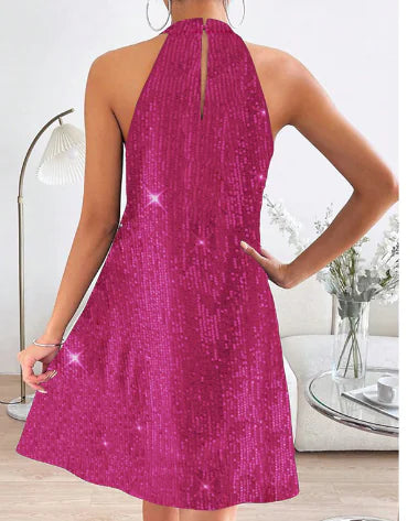 Elegant Halter Strapless Sequin Formal Dress