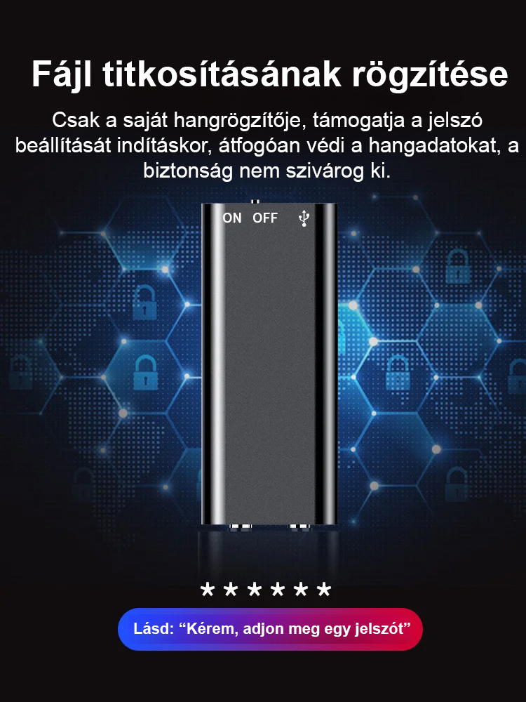 300 órás üzemidő】Egyszerűen elrejthető diktafon