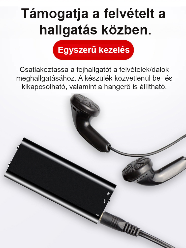 300 órás üzemidő】Egyszerűen elrejthető diktafon
