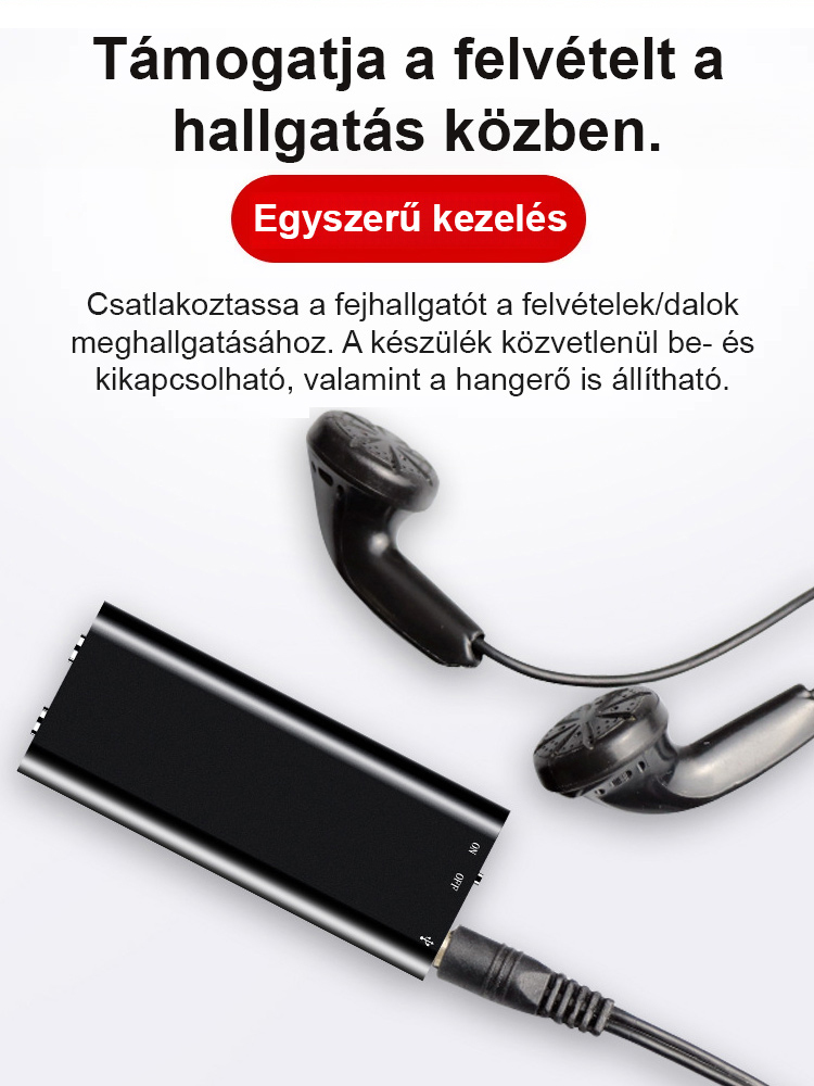 300 órás üzemidő】Egyszerűen elrejthető diktafon