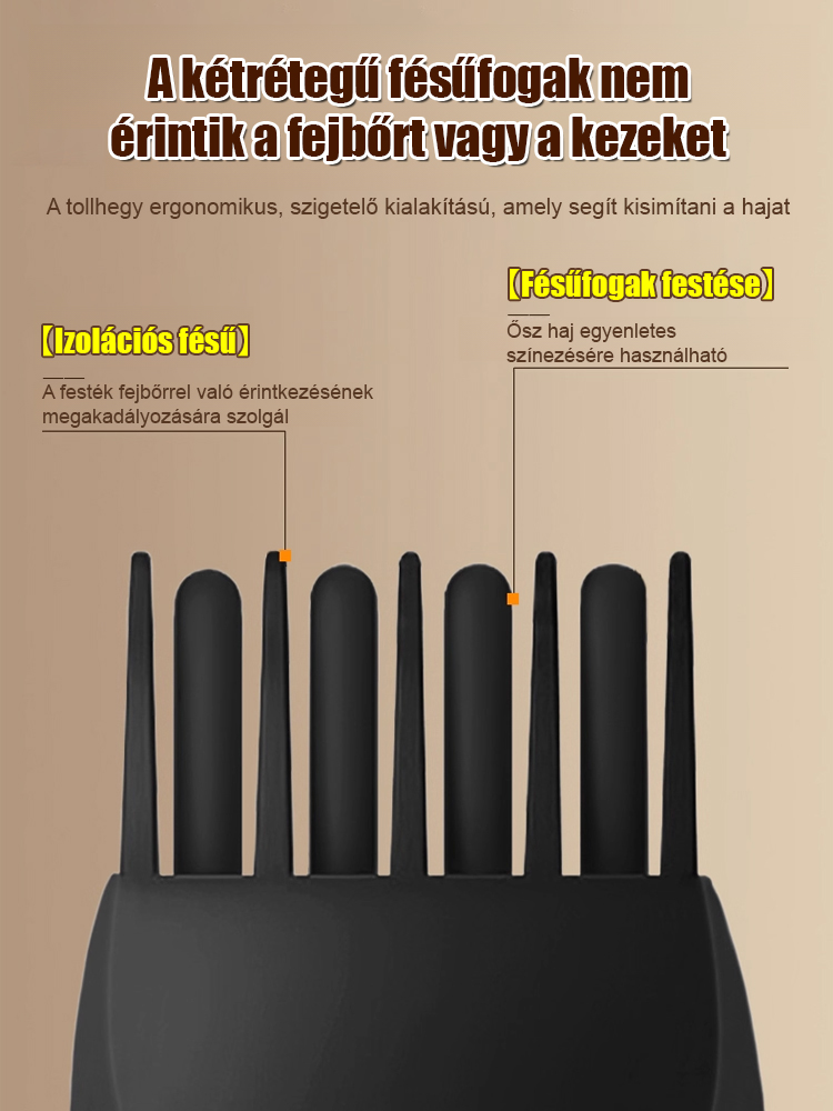 【Egy fésű fekete】 kis aranycső peptid fehér fedő hajszépítő toll