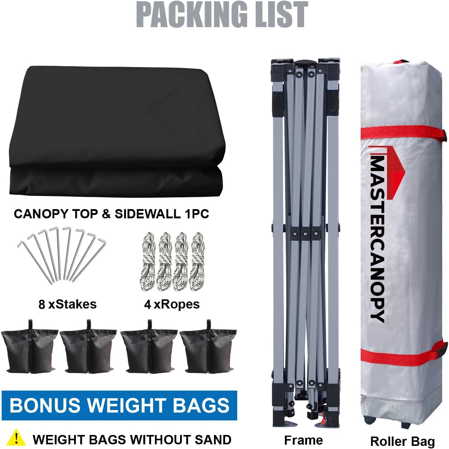 MasterCanopy - Tienda de campaña emergente Duradera Ez con 1 Pared Lateral (3 x 3 m, Negro)