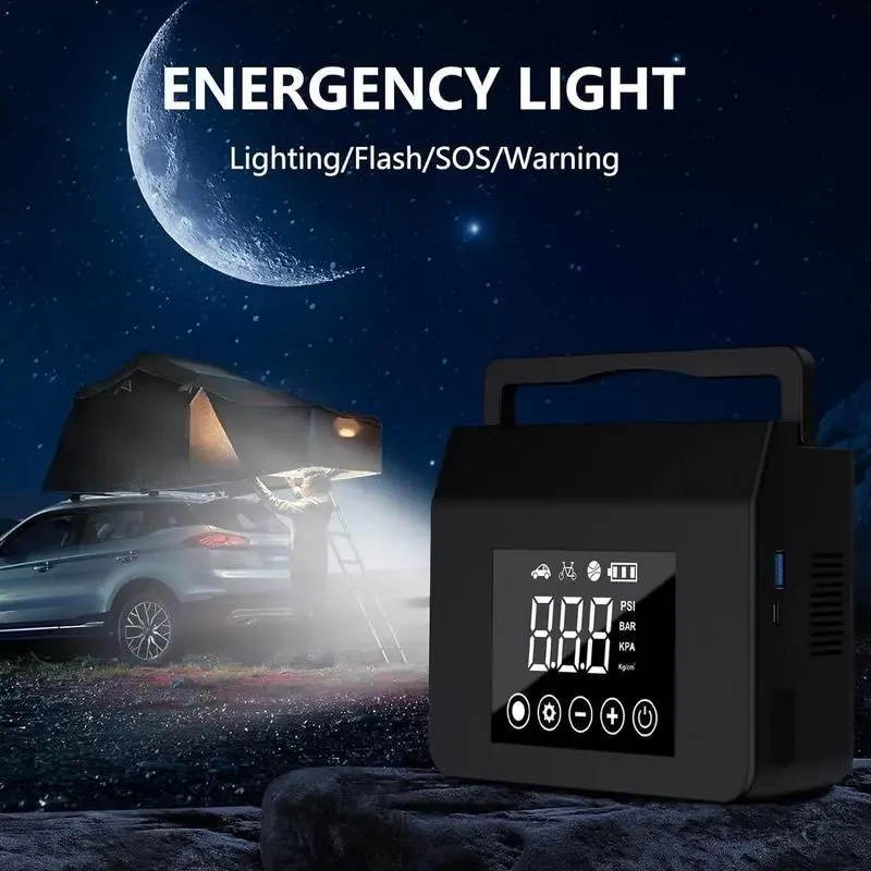 Herramienta de Emergencia para Auto 5 en 1 – Arrancador de Batería 4000A + Bomba de Aire + Power Bank