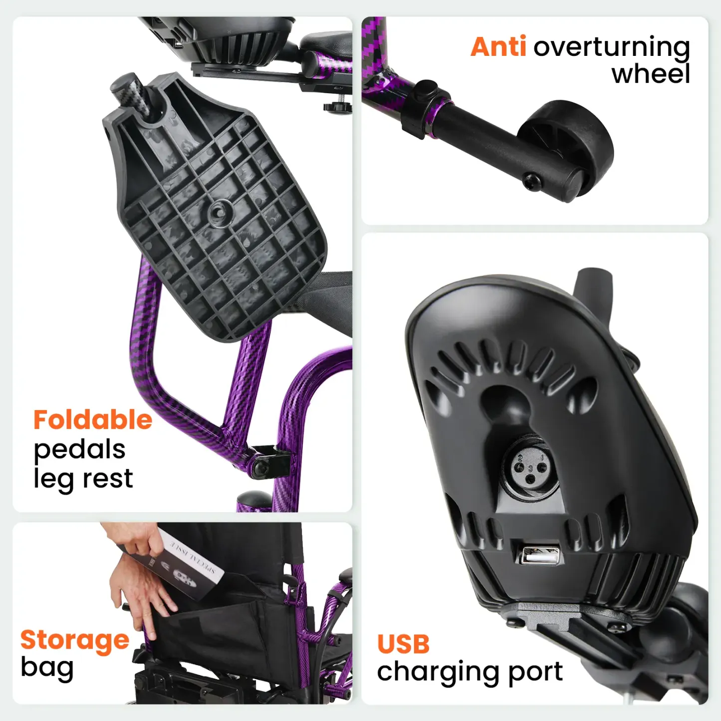 Silla de ruedas eléctrica para adultos, plegable, con doble motor de 360 ​​W, autonomía de hasta 15 millas, velocidad máxima de 4 MPH y capacidad de carga de hasta 286 libras.