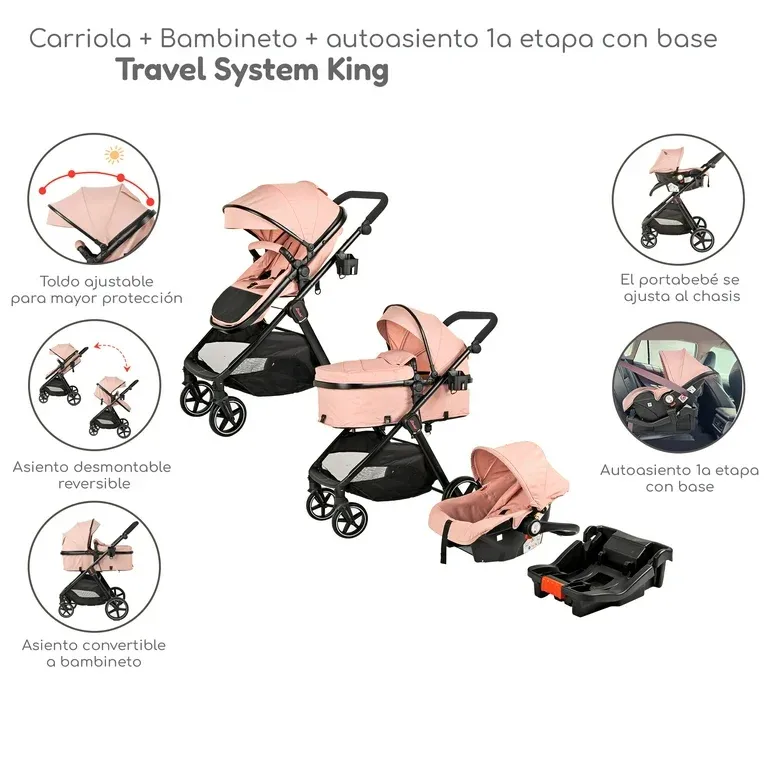 Carriola para Bebé convertible a Bambineto y Autoasiento Sistema De Viaje D'Bebé Travel System