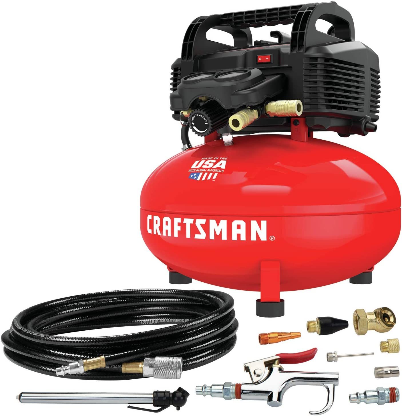 CRAFTSMAN Compresor de aire, 22l, Pancake, sin aceite con kit de accesorios de 13 piezas CMEC6150K
