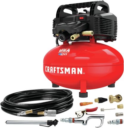 CRAFTSMAN Compresor de aire, 22l, Pancake, sin aceite con kit de accesorios de 13 piezas CMEC6150K