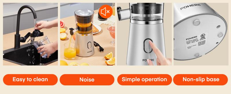 FOHERE Electric Citrus Juicer Hands Free, Orange Lime Grapefruit Juicer Squeezer, One Touch Operation, Easy to Clean Juice Maker