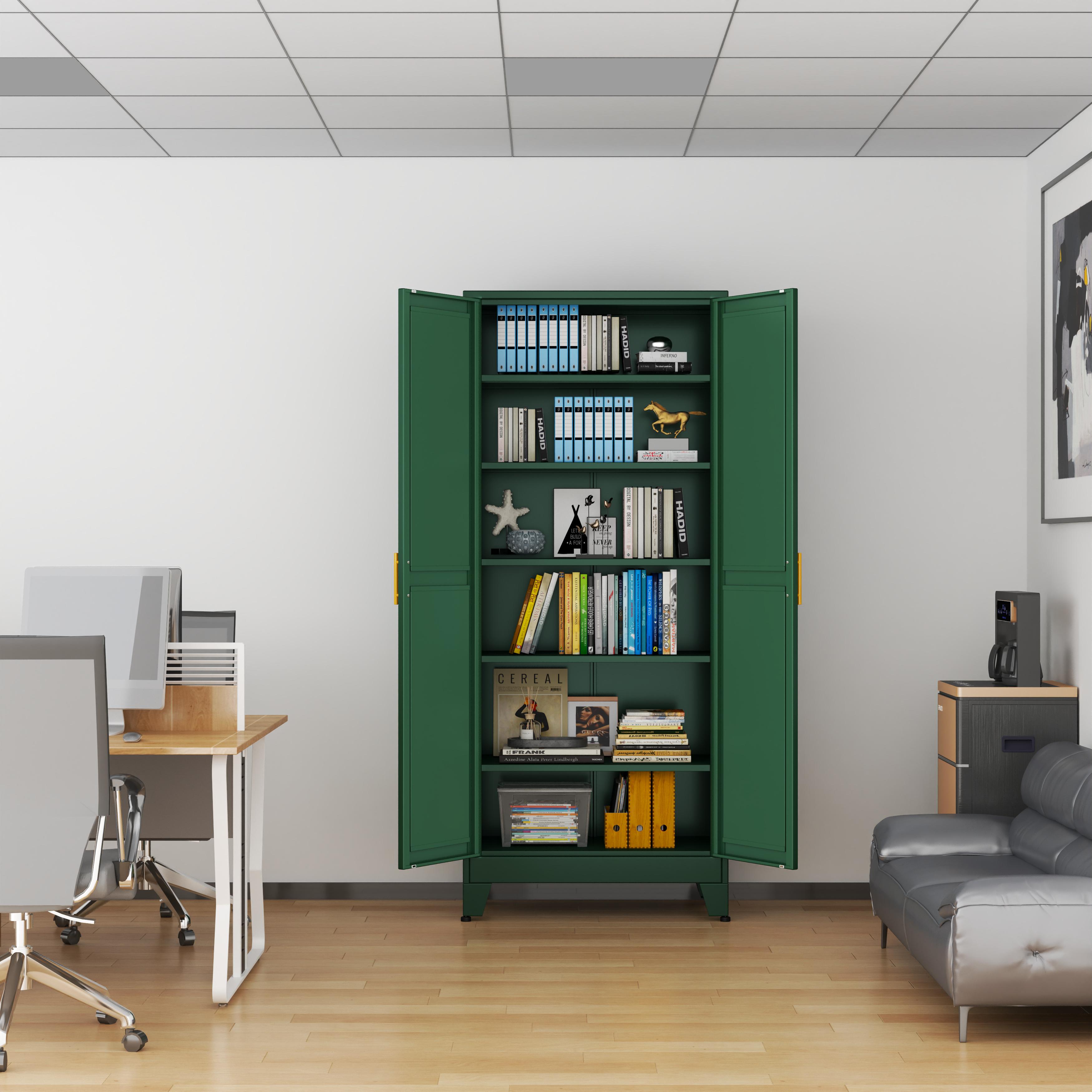 75.2" Tall Pantry Cabinet, Kitchen Pantry Storage Cabinets with 2 Door and 5 Adjustable Shelves, White Metal Pantry Storage Cabinet, Cupboard for Kitchen, Dining Room, Living Room and Bathroom Organizer