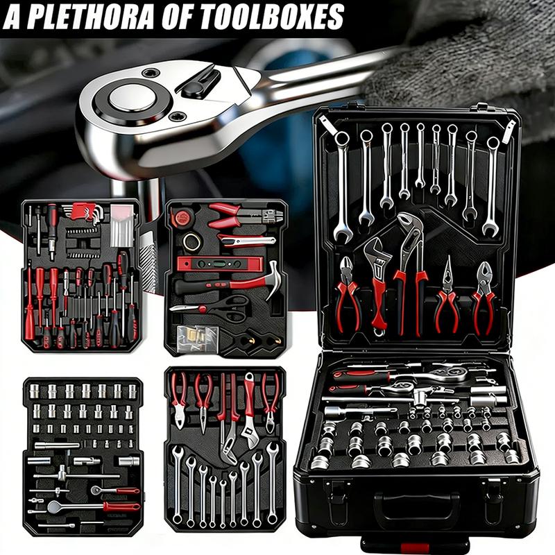 899PCS Tool Set,Large Capacity Metal Hand Toolbox,Rolling Toolbox,Aluminum 4-Drawer Mobile Tool Box,Mechanic & Household Repair Tool Set,Father's Day Gift for Dad