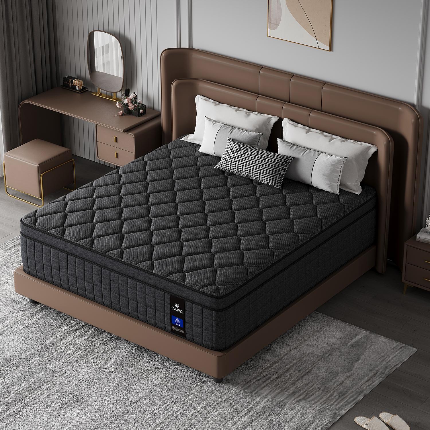 【EVLWZL】8/10/12/14 Inch Twin, Full, Queen, King Mattress Memory Foam And Spring, Hybrid MattressMedium Firmness, Lumbar Support, For Home Rooms Hotels, Boxed Halloween ChristmasGift Furniture Ergonomic queen size mattress Interior Modern