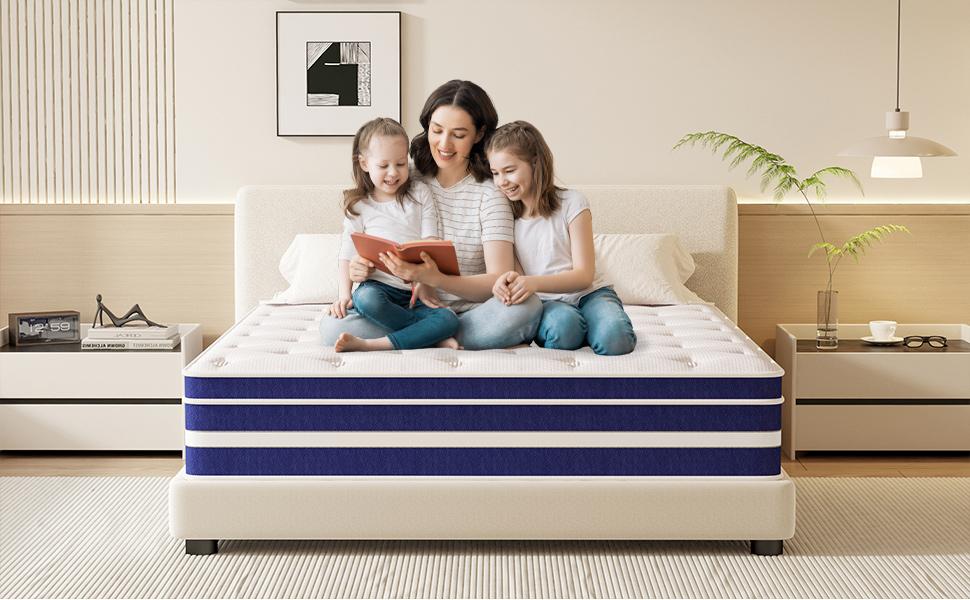 FVBEAYA 12/14-Inch Twin, Full, Queen, King, Memory Mattress with Independent Springs, Provides Pressure Relief, Motion Isolation and Firm Edges, Medium Firmness, Breathable and Washable, 100 Trials, Spring Mattress in a box ,Gel infuse memory foam