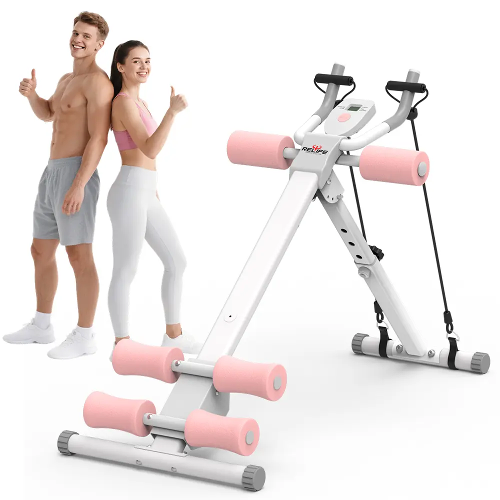 Máquina de Ejercicio Abdominal Ajustable – Con Monitor LCD, Protección de Rodillas, Plegable para Abdomen, Brazos y Glúteos, Entrenador de Core y Abdominales para Gimnasio en Casa