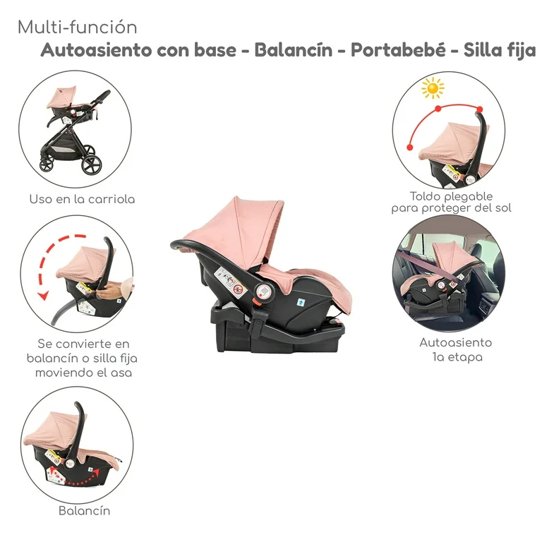 Carriola para Bebé convertible a Bambineto y Autoasiento Sistema De Viaje D'Bebé Travel System