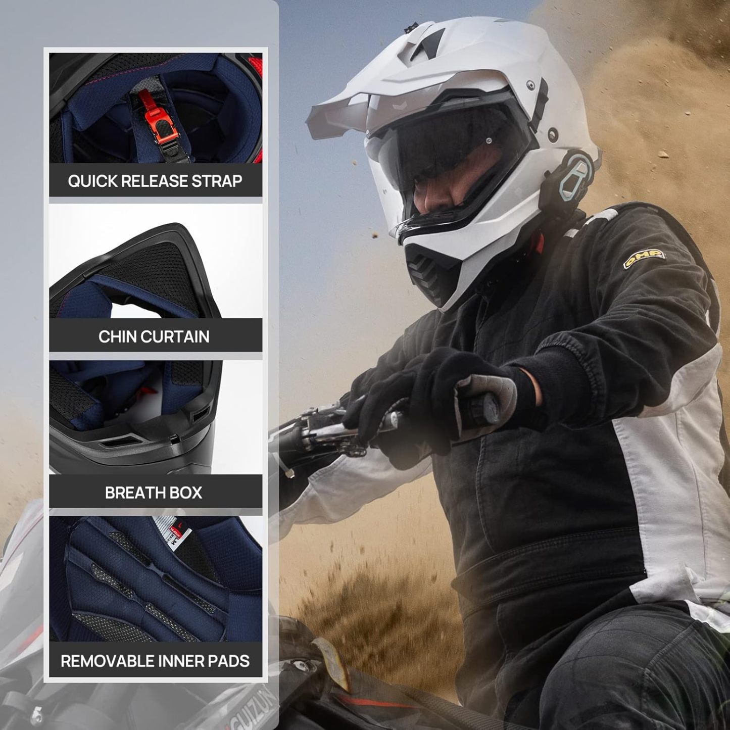 ILM - Casco de motocicleta de aventura doble deportivo compatible con Pinlock, visera para motos de nieve, ATV y todoterreno, modelo WS902